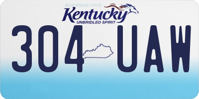 KY license plate 304UAW