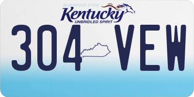KY license plate 304VEW
