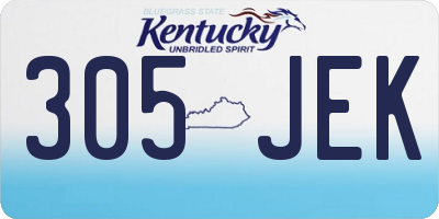 KY license plate 305JEK