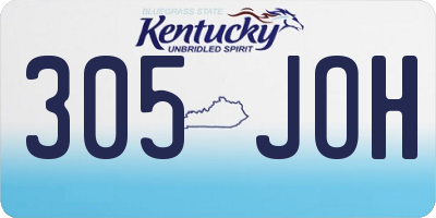 KY license plate 305JOH