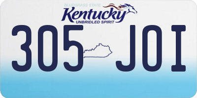 KY license plate 305JOI