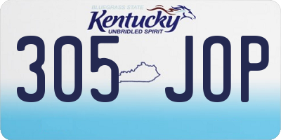 KY license plate 305JOP