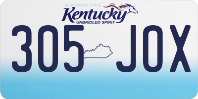 KY license plate 305JOX