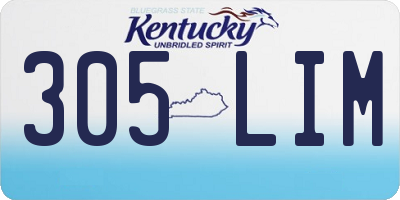KY license plate 305LIM