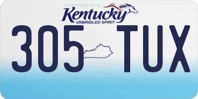 KY license plate 305TUX