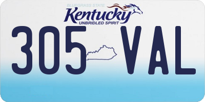 KY license plate 305VAL