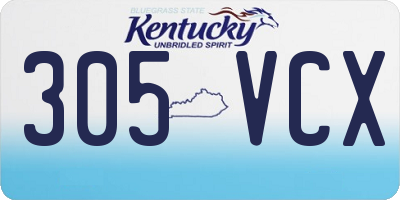 KY license plate 305VCX