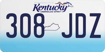 KY license plate 308JDZ