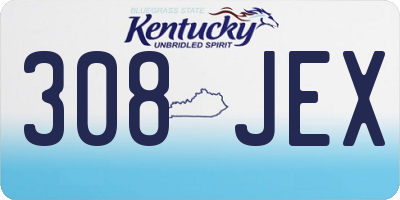 KY license plate 308JEX