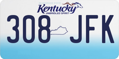 KY license plate 308JFK