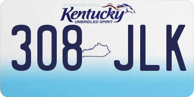 KY license plate 308JLK