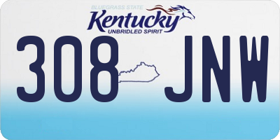 KY license plate 308JNW