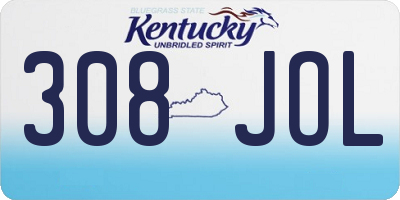KY license plate 308JOL