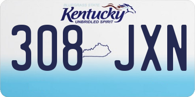 KY license plate 308JXN