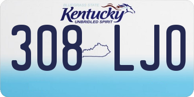 KY license plate 308LJO