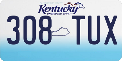 KY license plate 308TUX