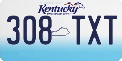 KY license plate 308TXT