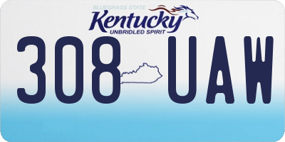 KY license plate 308UAW