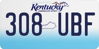 KY license plate 308UBF