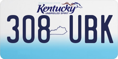 KY license plate 308UBK