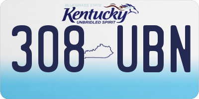 KY license plate 308UBN