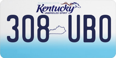 KY license plate 308UBO