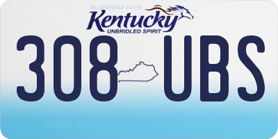 KY license plate 308UBS