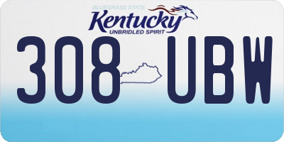 KY license plate 308UBW