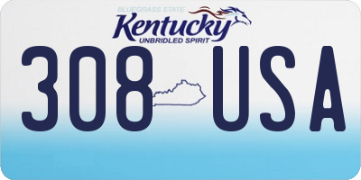 KY license plate 308USA