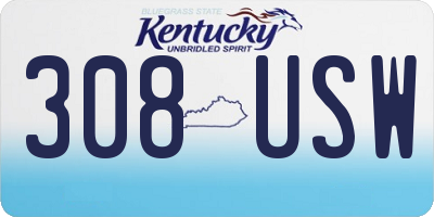 KY license plate 308USW