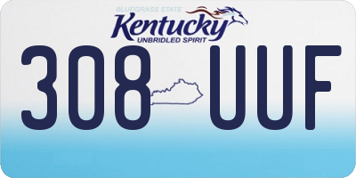 KY license plate 308UUF