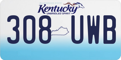 KY license plate 308UWB