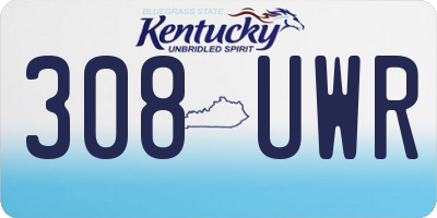 KY license plate 308UWR
