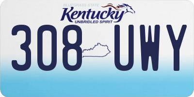 KY license plate 308UWY