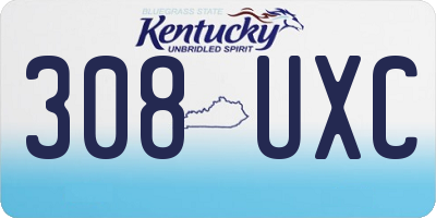 KY license plate 308UXC