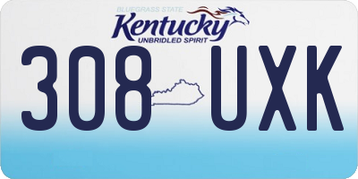 KY license plate 308UXK