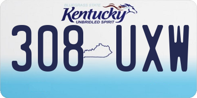 KY license plate 308UXW