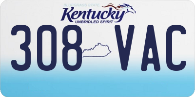KY license plate 308VAC