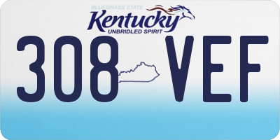 KY license plate 308VEF