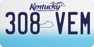 KY license plate 308VEM