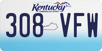 KY license plate 308VFW