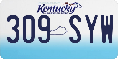 KY license plate 309SYW