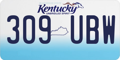 KY license plate 309UBW