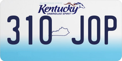 KY license plate 310JOP