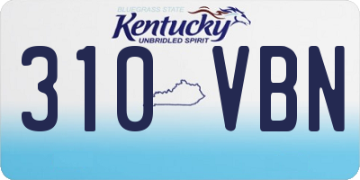 KY license plate 310VBN