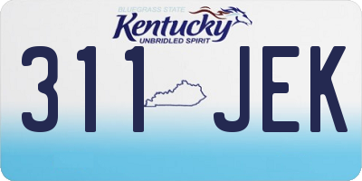 KY license plate 311JEK