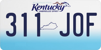 KY license plate 311JOF