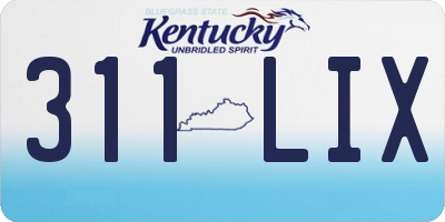 KY license plate 311LIX