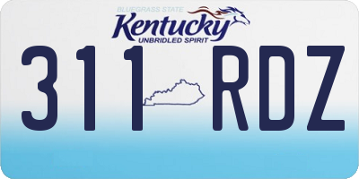 KY license plate 311RDZ