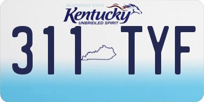 KY license plate 311TYF